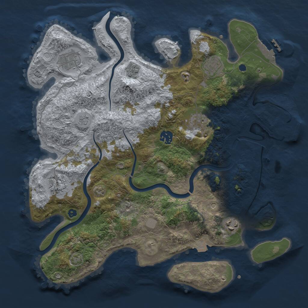 Rust Map: Procedural Map, Size: 3500, Seed: 1243359832, 13 Monuments