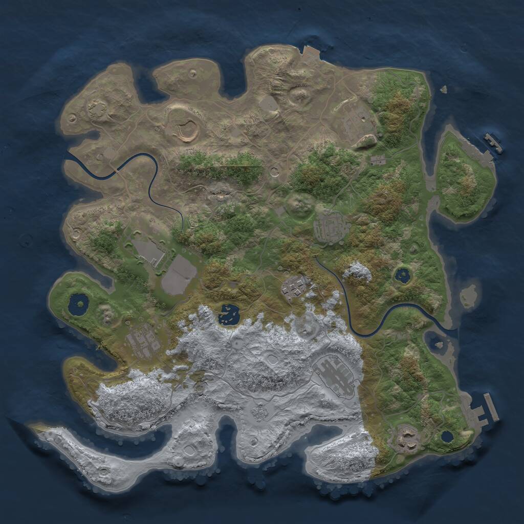 Rust Map: Procedural Map, Size: 3591, Seed: 993459, 15 Monuments