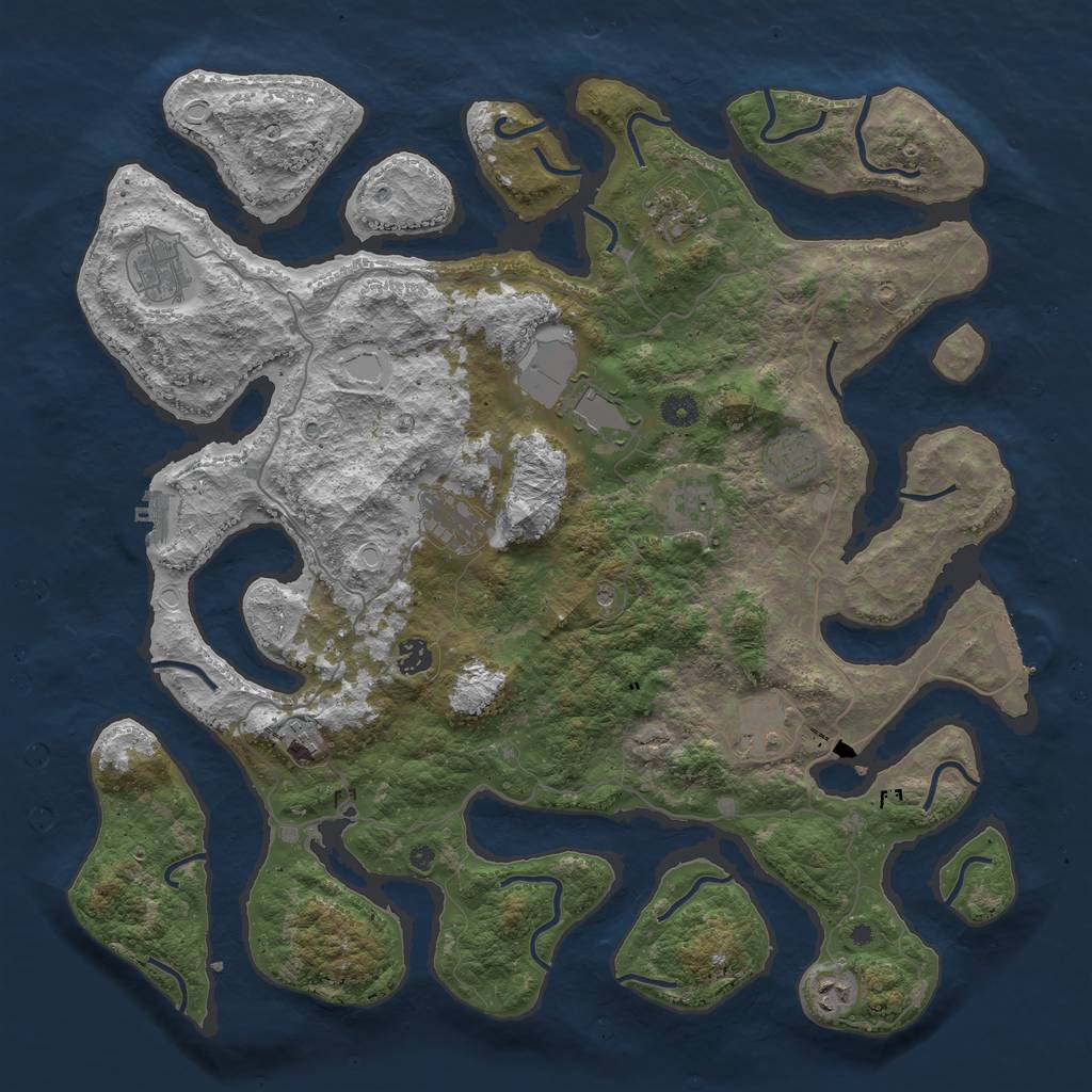 Rust Map: Procedural Map, Size: 4500, Seed: 1213434437, 18 Monuments