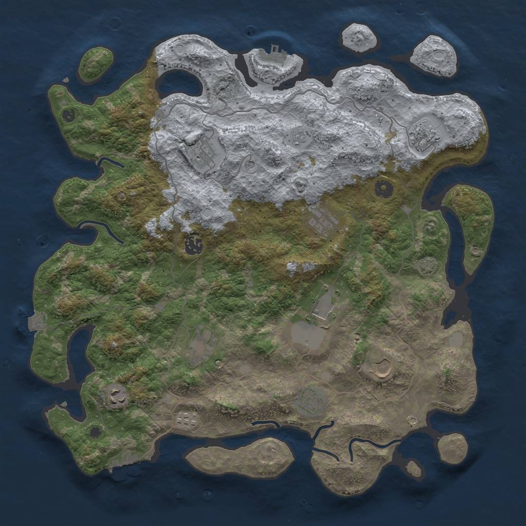 Rust Map: Procedural Map, Size: 4200, Seed: 1327, 18 Monuments