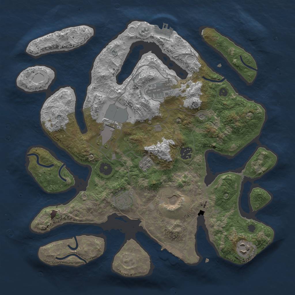 Rust Map: Procedural Map, Size: 3500, Seed: 11398051, 15 Monuments