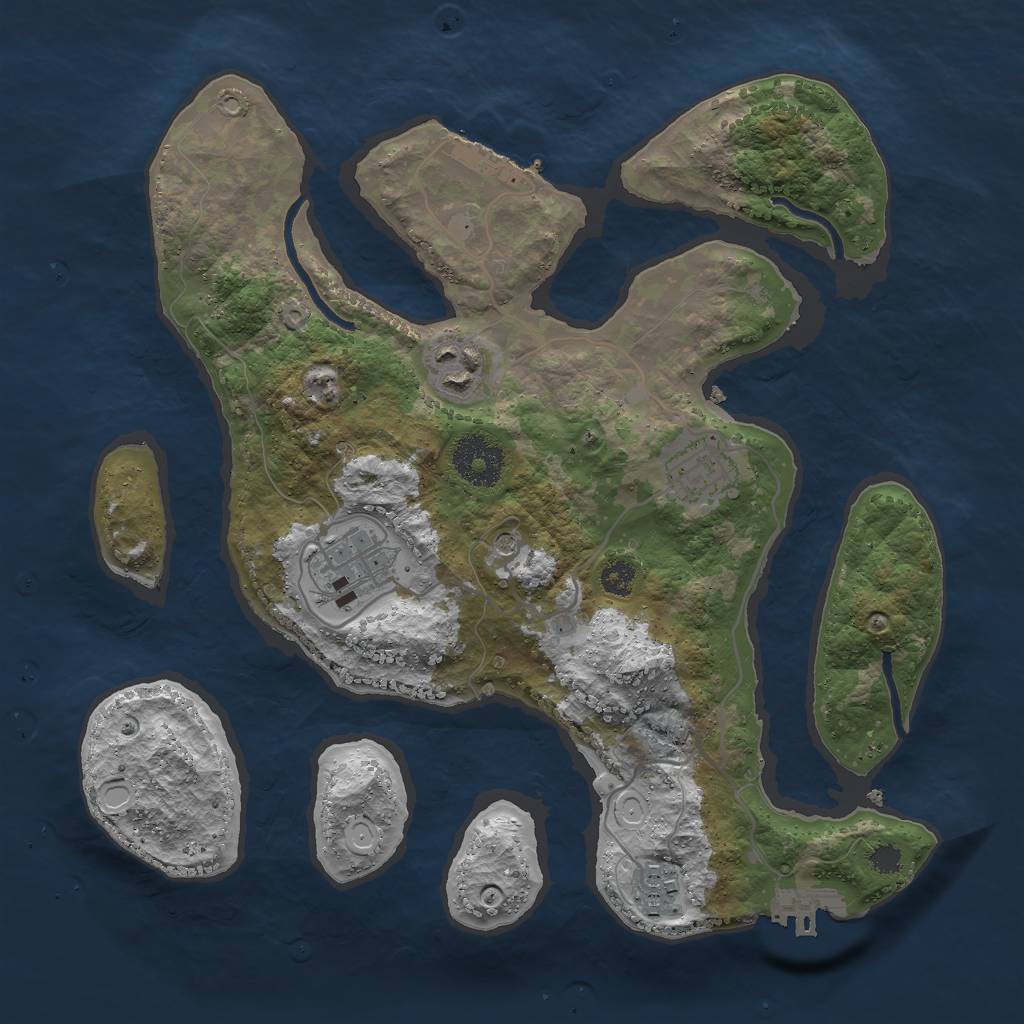 Rust Map: Procedural Map, Size: 3000, Seed: 1021348220, 12 Monuments