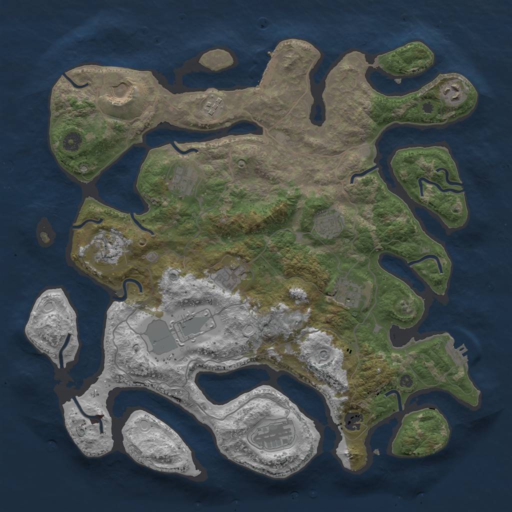 Rust Map: Procedural Map, Size: 4000, Seed: 1286129268, 19 Monuments