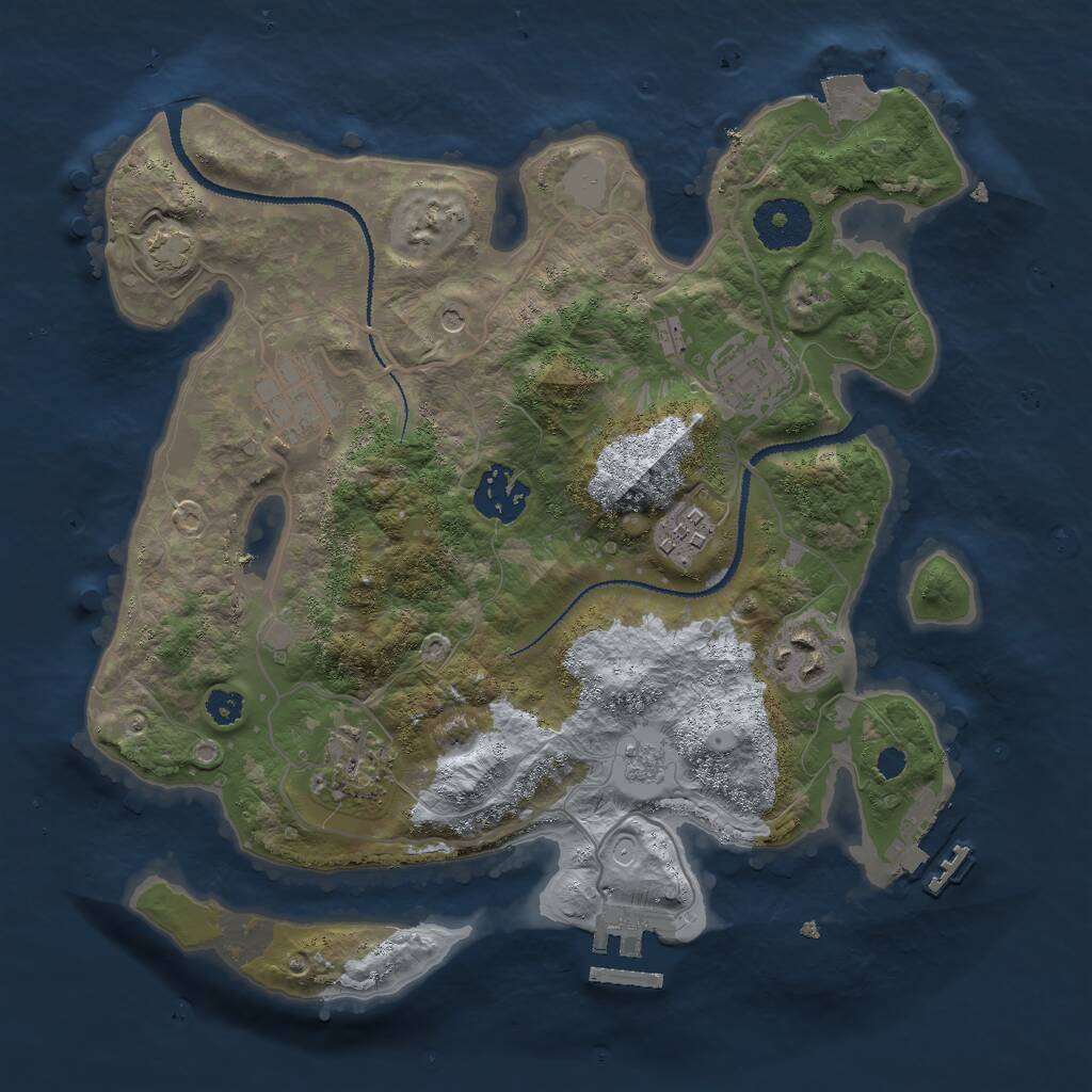 Rust Map: Procedural Map, Size: 3000, Seed: 84385, 12 Monuments