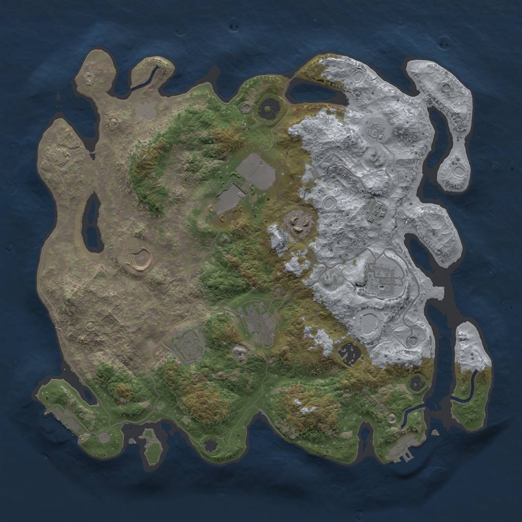 Rust Map: Procedural Map, Size: 3600, Seed: 177775, 16 Monuments
