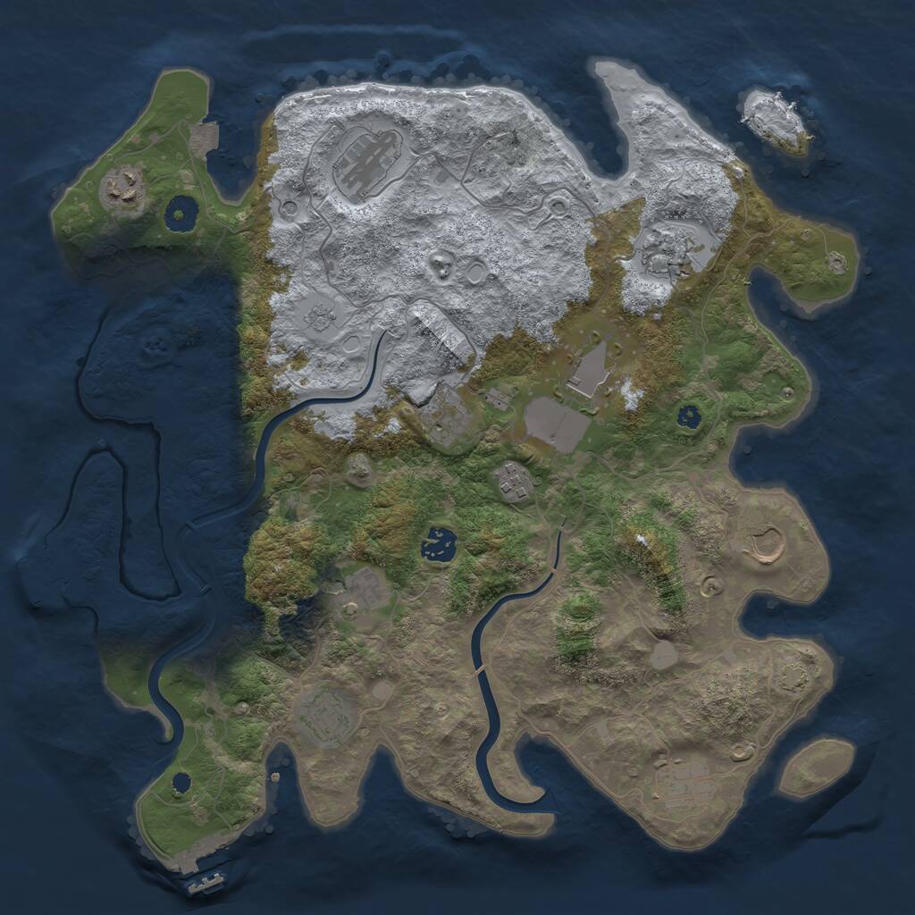 Rust Map: Procedural Map, Size: 3850, Seed: 475722683, 17 Monuments