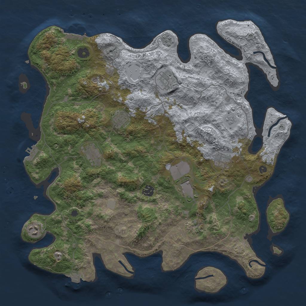 Rust Map: Procedural Map, Size: 4000, Seed: 50708, 17 Monuments