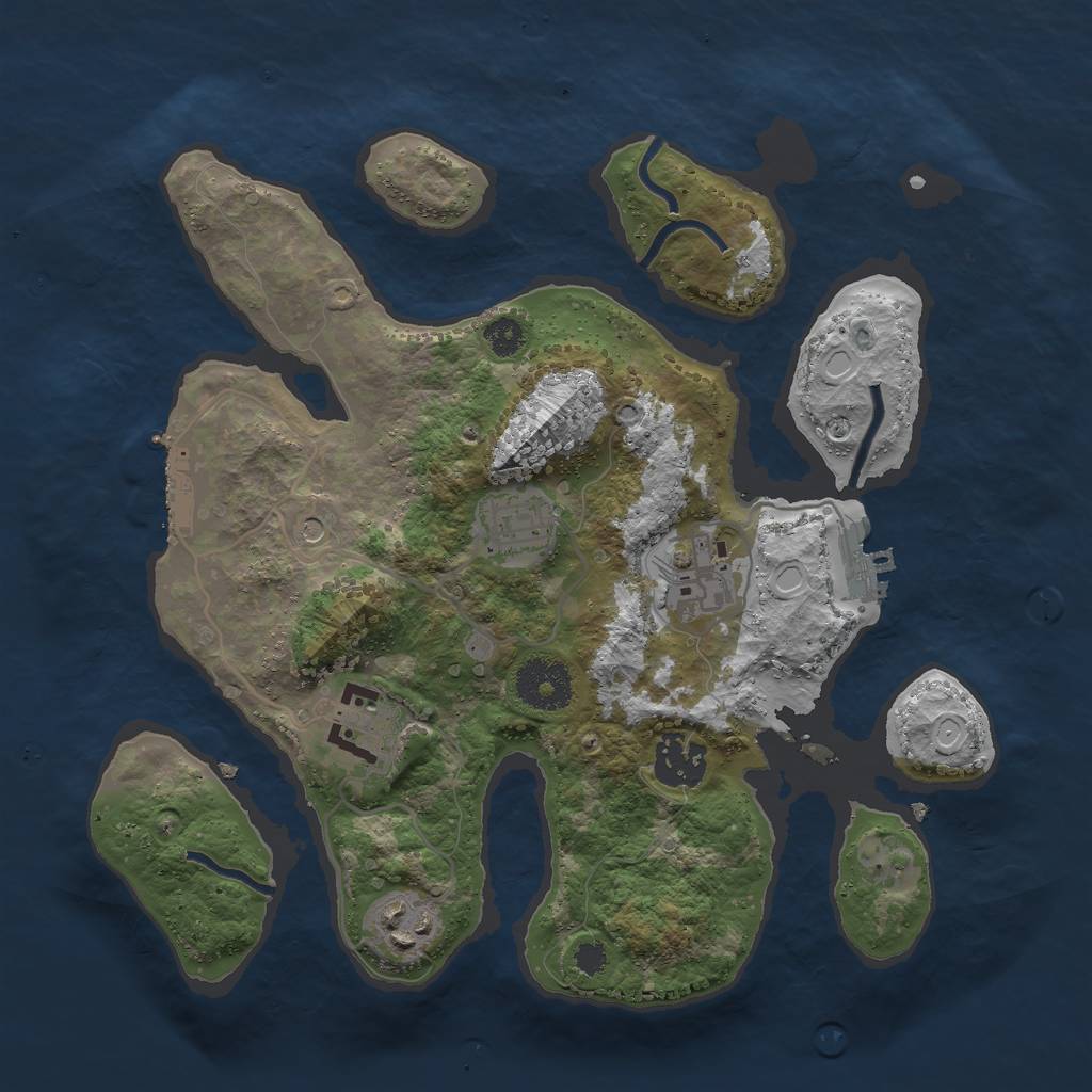 Rust Map: Procedural Map, Size: 3000, Seed: 626935, 13 Monuments