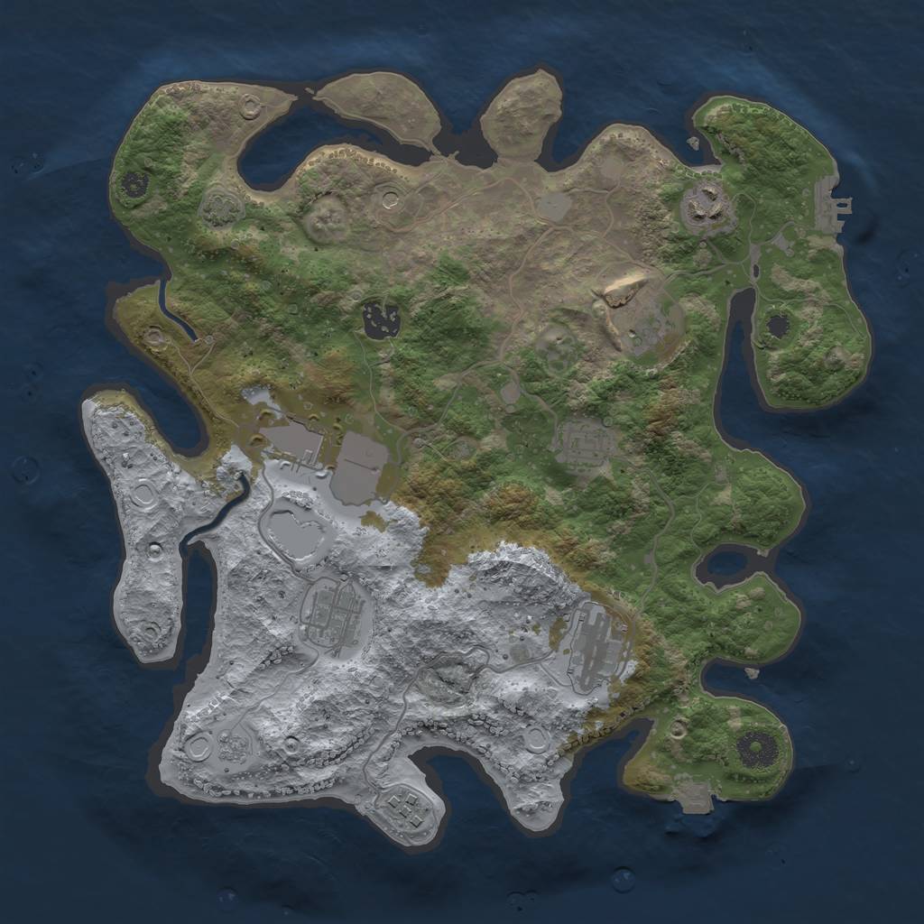 Rust Map: Procedural Map, Size: 3500, Seed: 65656, 15 Monuments