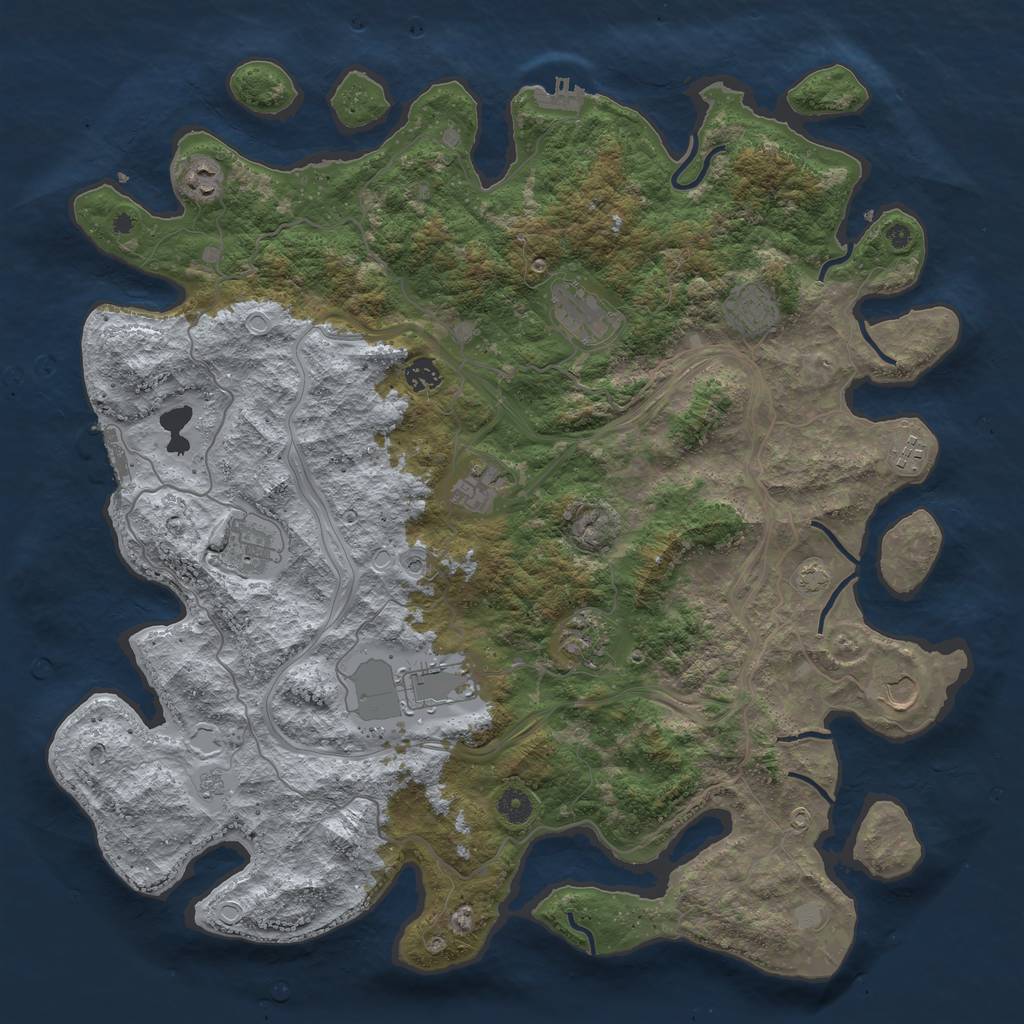Rust Map: Procedural Map, Size: 4500, Seed: 410098267, 18 Monuments