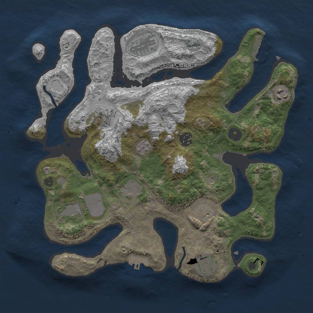 Rust Map: Procedural Map, Size: 3500, Seed: 999718237, 17 Monuments