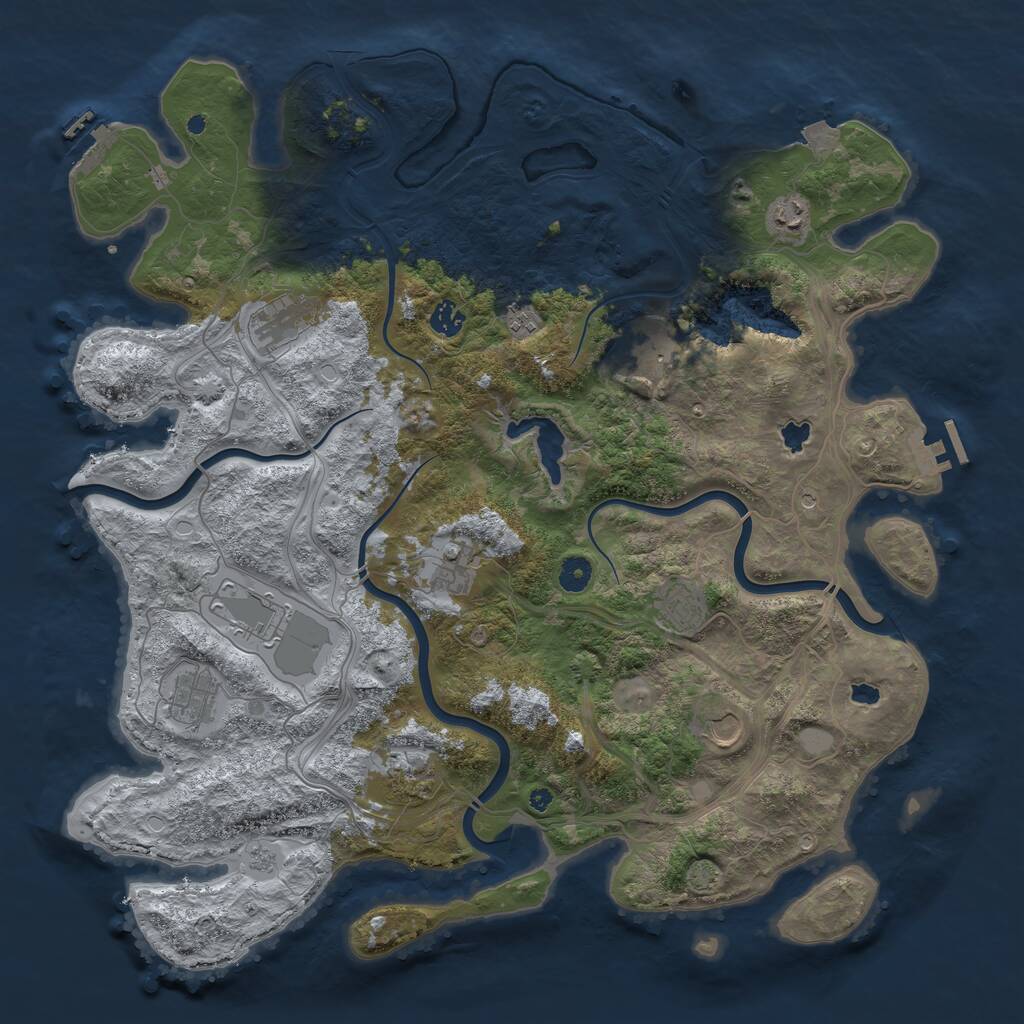 Rust Map: Procedural Map, Size: 4500, Seed: 1408018308, 17 Monuments