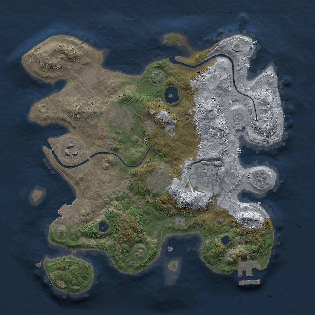 Rust Map: Procedural Map, Size: 3000, Seed: 762264, 10 Monuments