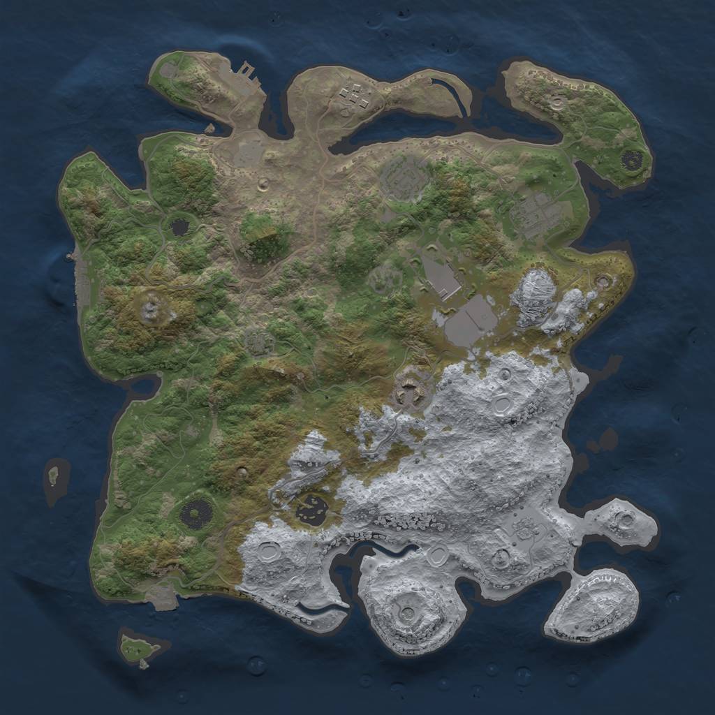 Rust Map: Procedural Map, Size: 3500, Seed: 777645257, 14 Monuments