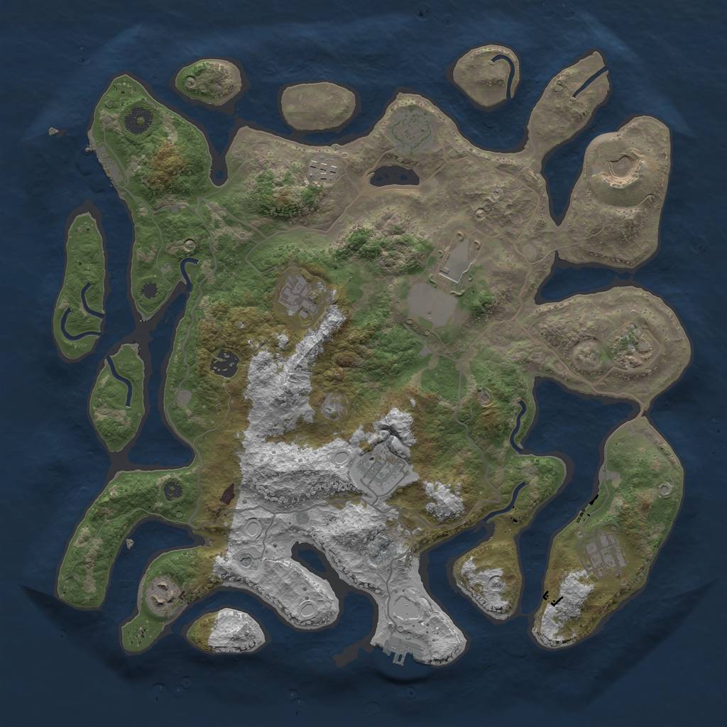 Rust Map: Procedural Map, Size: 4000, Seed: 1428486814, 18 Monuments