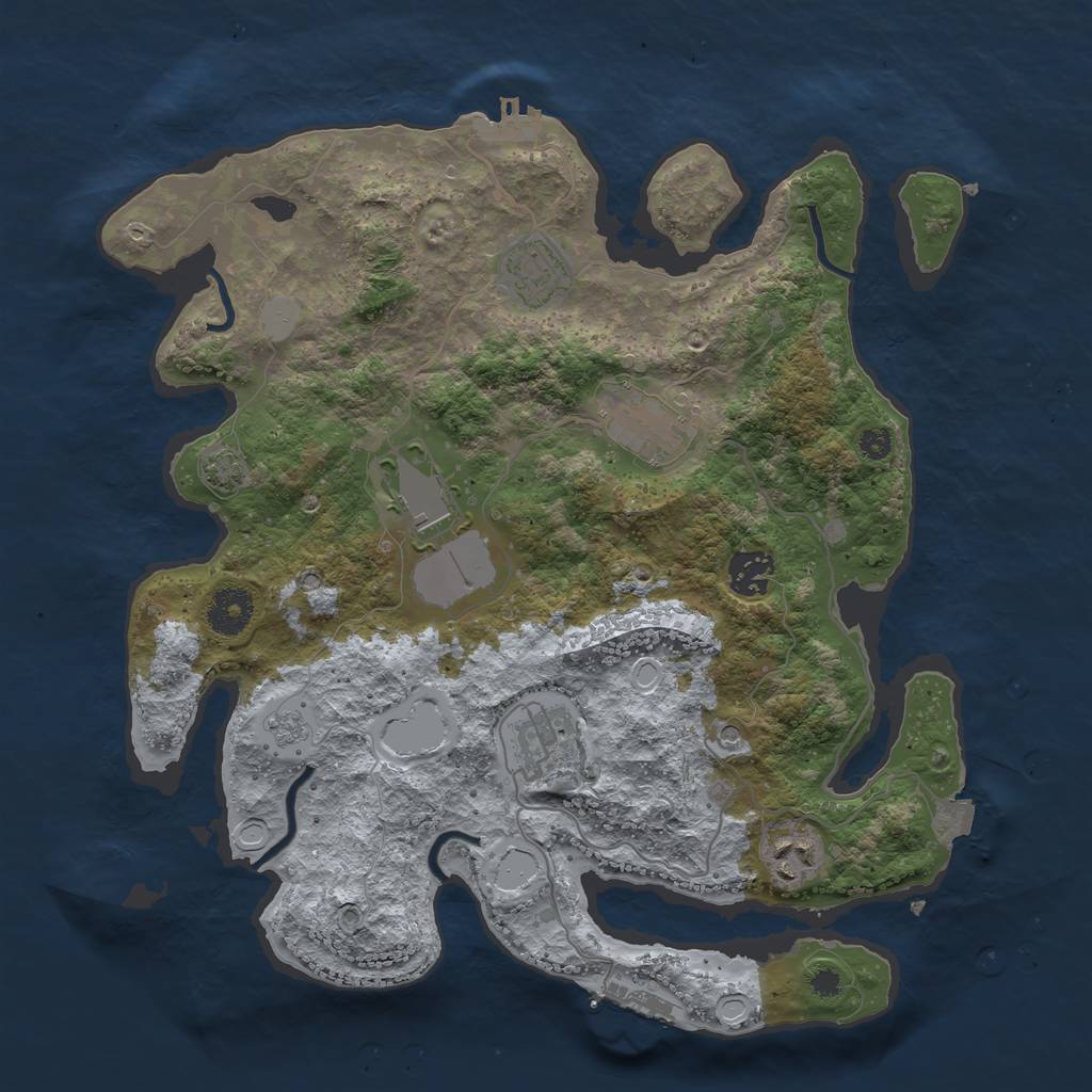 Rust Map: Procedural Map, Size: 3500, Seed: 1529698223, 14 Monuments
