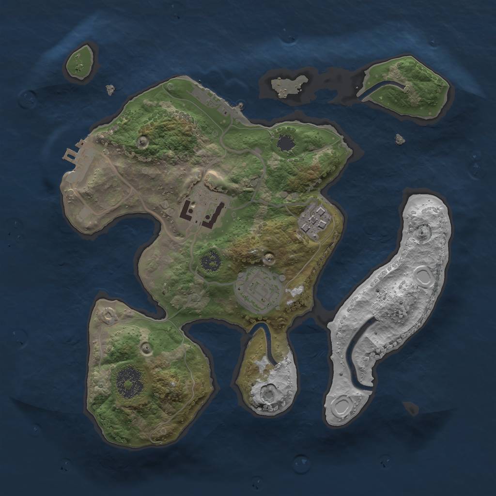 Rust Map: Procedural Map, Size: 2500, Seed: 909849, 10 Monuments