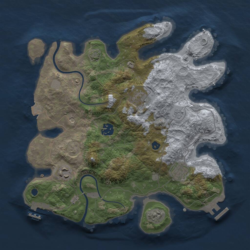 Rust Map: Procedural Map, Size: 3000, Seed: 1270699347, 10 Monuments