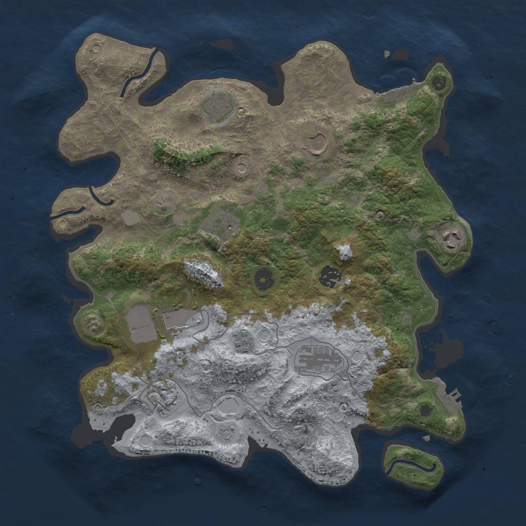 Rust Map: Procedural Map, Size: 3700, Seed: 1870315411, 16 Monuments