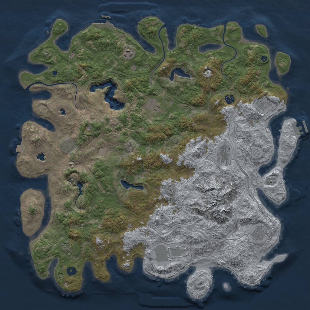 Rust Map: Procedural Map, Size: 5000, Seed: 99999, 16 Monuments