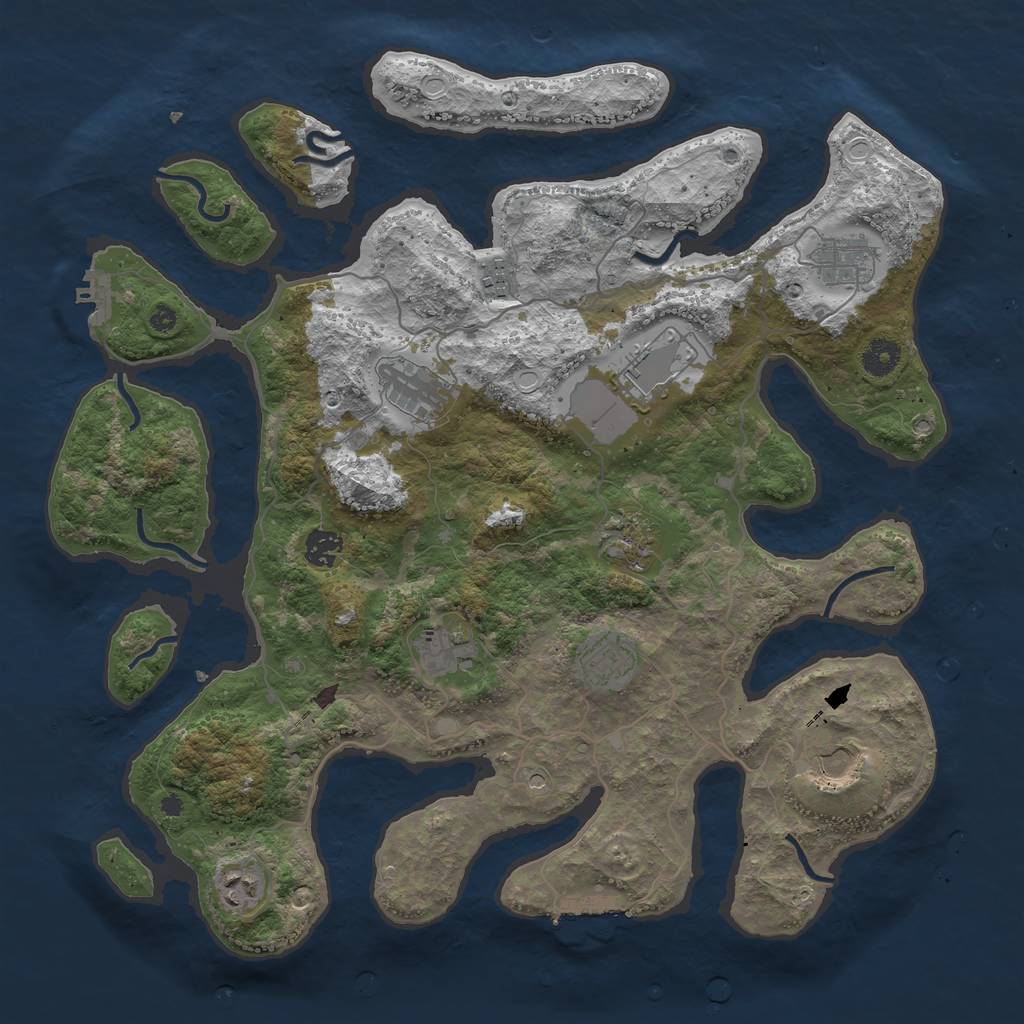 Rust Map: Procedural Map, Size: 4050, Seed: 1, 18 Monuments