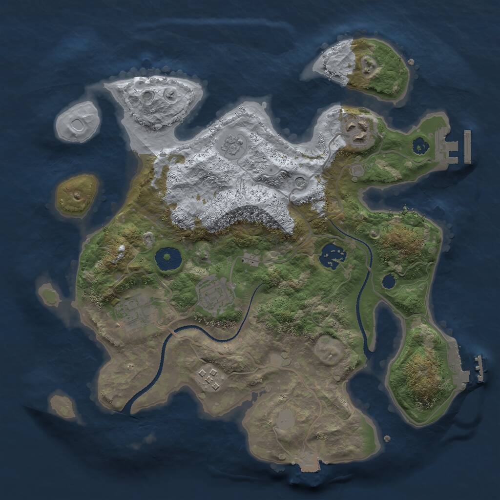 Rust Map: Procedural Map, Size: 3000, Seed: 342143632, 10 Monuments
