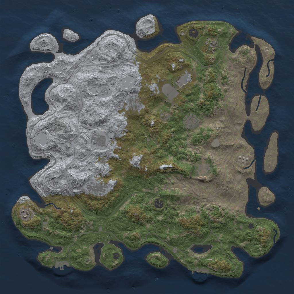 Rust Map: Procedural Map, Size: 4600, Seed: 55984658, 17 Monuments