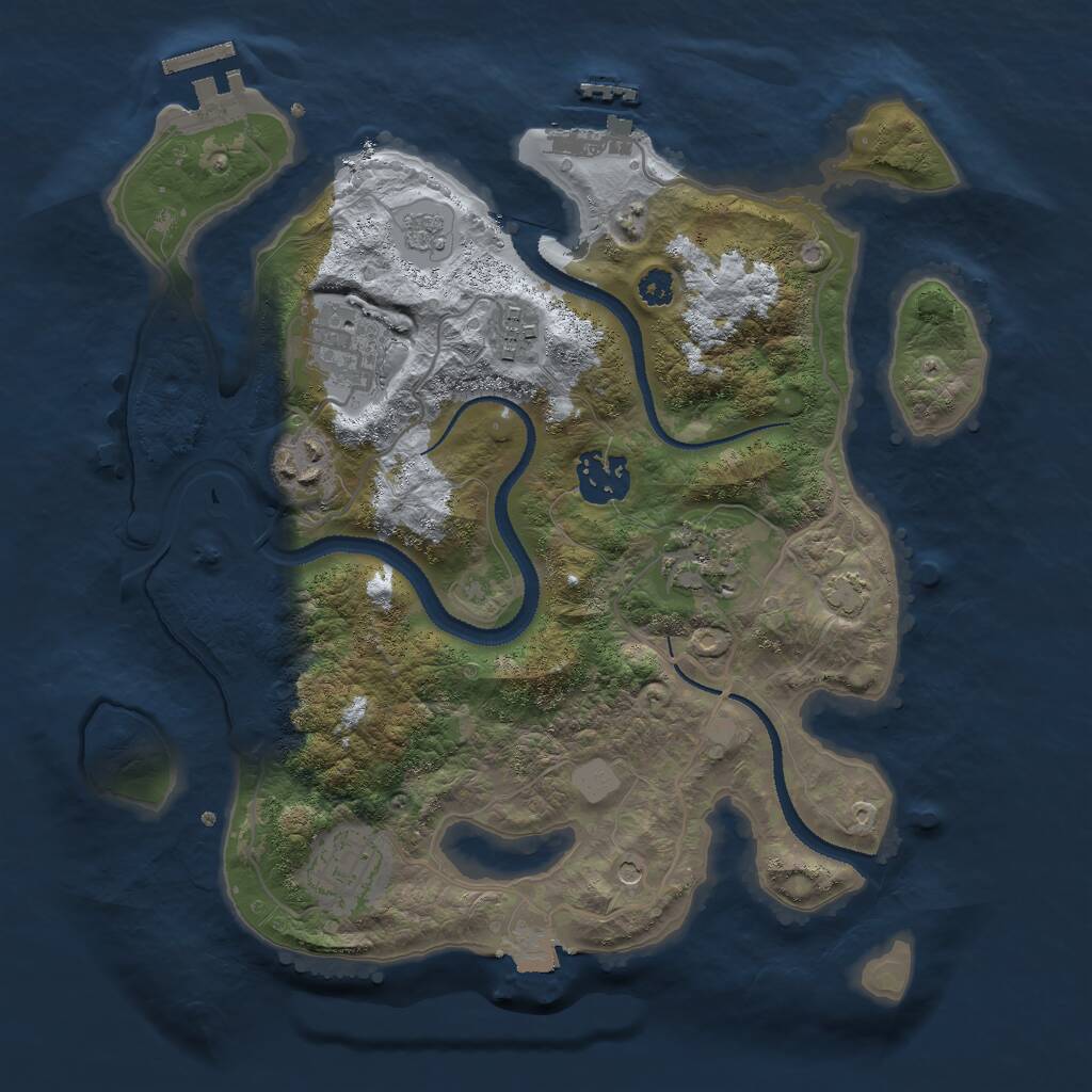 Rust Map: Procedural Map, Size: 3000, Seed: 732718, 12 Monuments