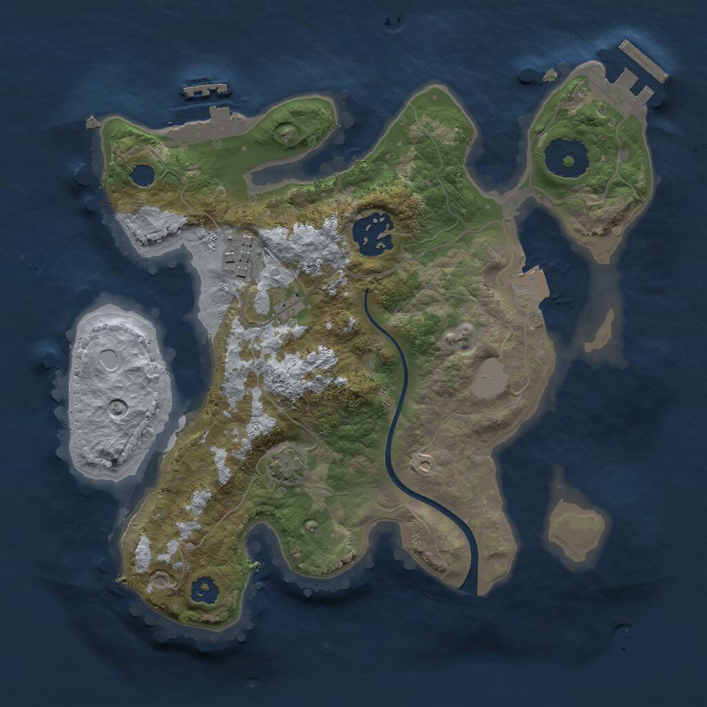 Rust Map: Procedural Map, Size: 2500, Seed: 907801, 6 Monuments
