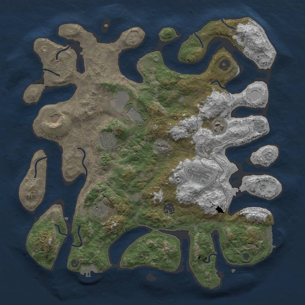 Rust Map: Procedural Map, Size: 4000, Seed: 13824, 16 Monuments