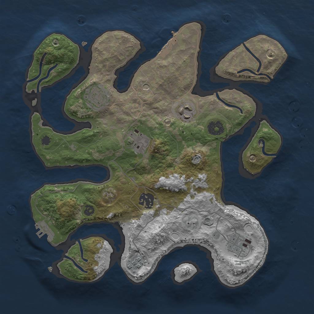 Rust Map: Procedural Map, Size: 3000, Seed: 2122356380, 14 Monuments