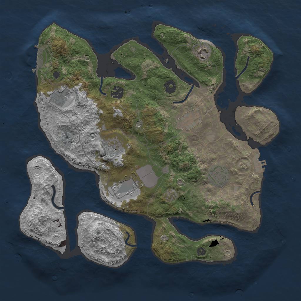 Rust Map: Procedural Map, Size: 3500, Seed: 2142717645, 15 Monuments