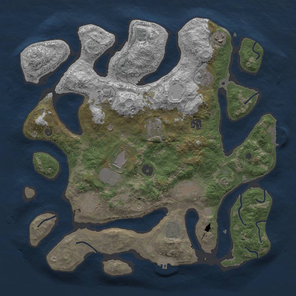 Rust Map: Procedural Map, Size: 3950, Seed: 1566915243, 18 Monuments