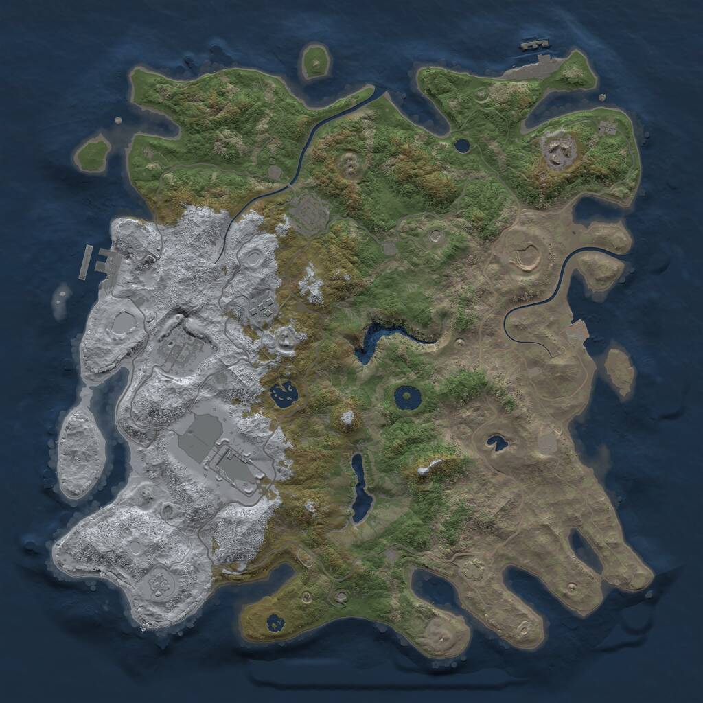 Rust Map: Procedural Map, Size: 4000, Seed: 78186472, 13 Monuments