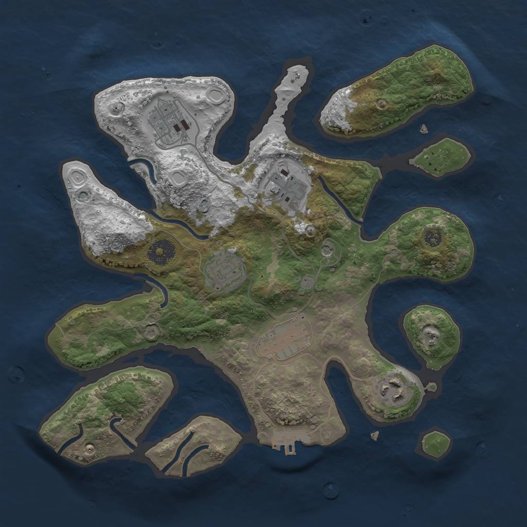 Rust Map: Procedural Map, Size: 3000, Seed: 84848, 12 Monuments