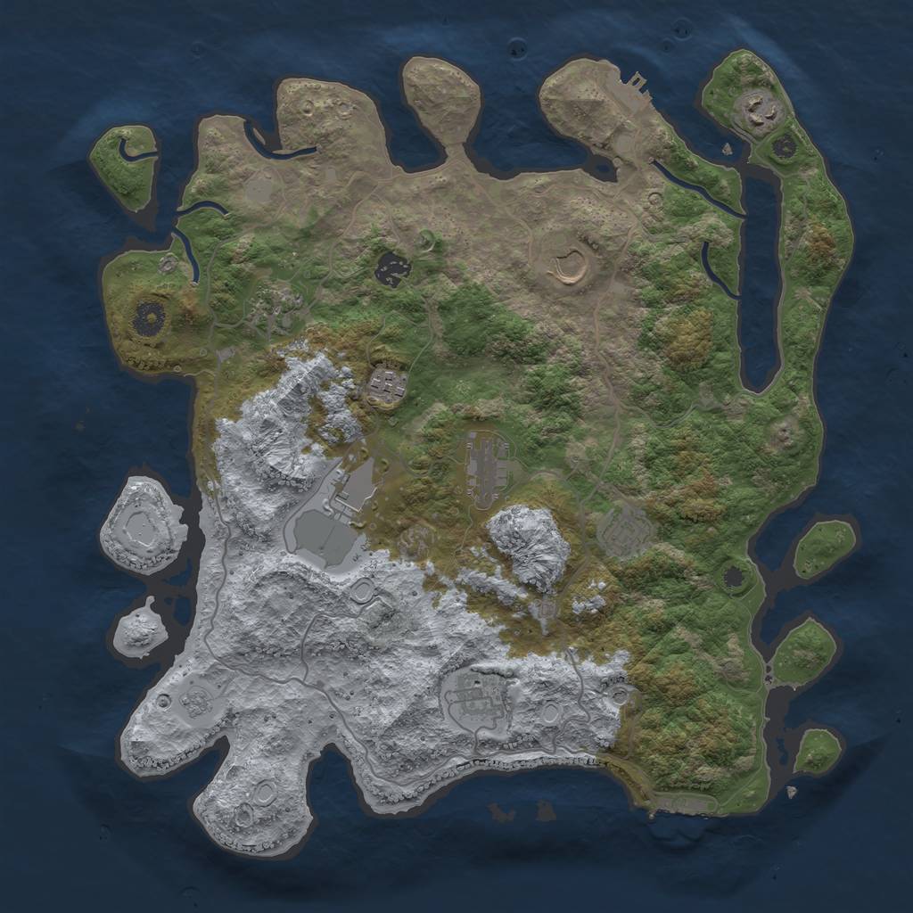 Rust Map: Procedural Map, Size: 4000, Seed: 407129, 16 Monuments