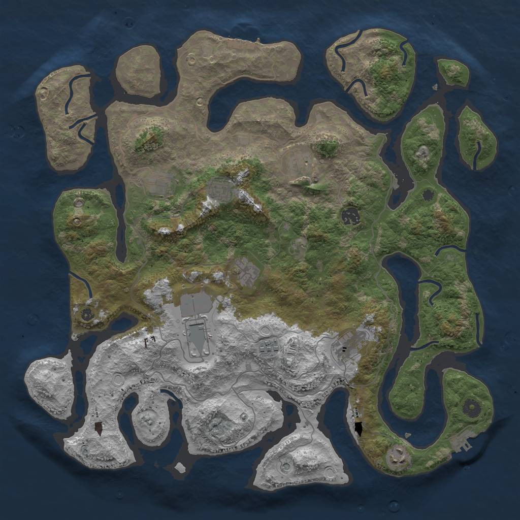 Rust Map: Procedural Map, Size: 4250, Seed: 2125988314, 17 Monuments