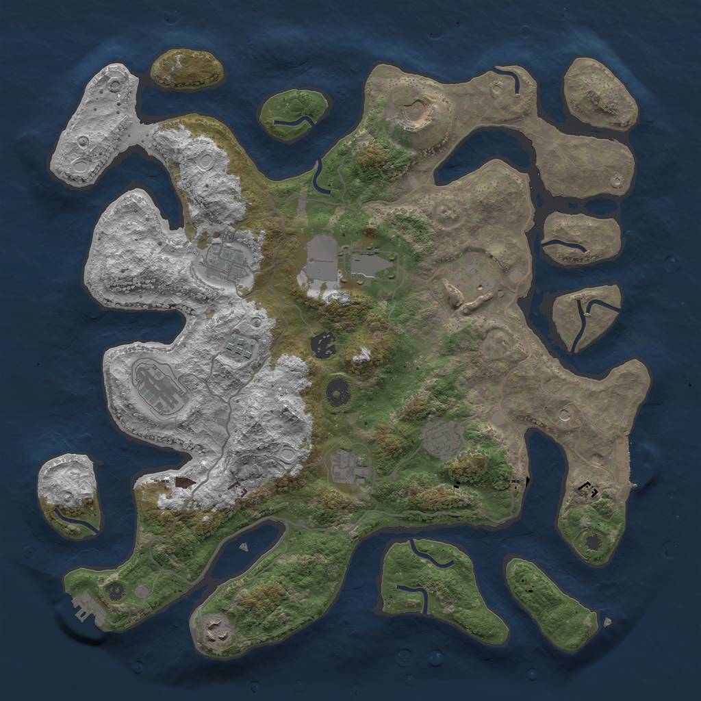 Rust Map: Procedural Map, Size: 4000, Seed: 841960, 18 Monuments