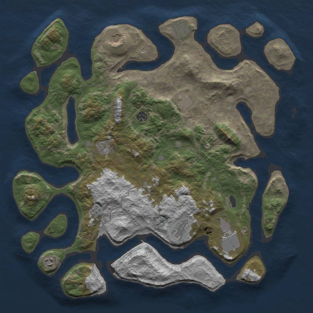 Rust Map: Barren, Size: 4500, Seed: 3800, 12 Monuments