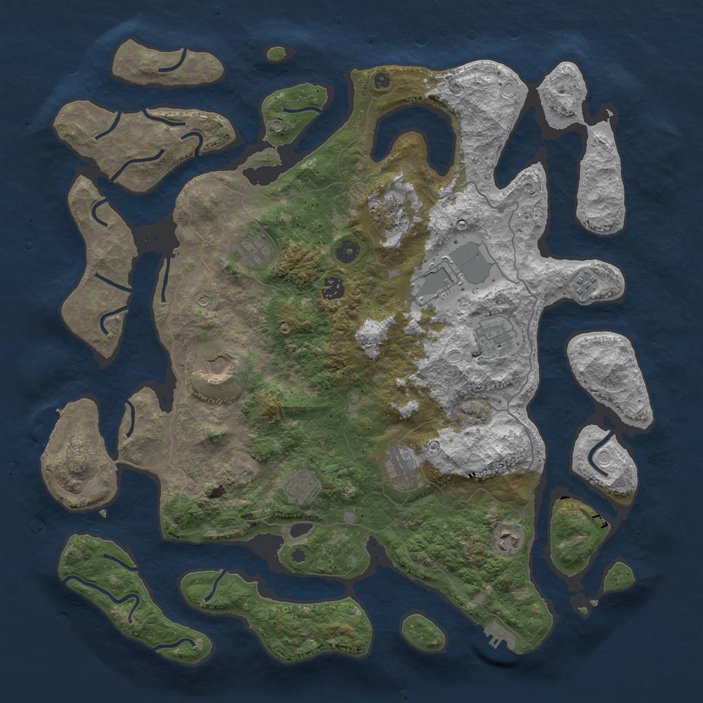 Rust Map: Procedural Map, Size: 4500, Seed: 1336024668, 18 Monuments