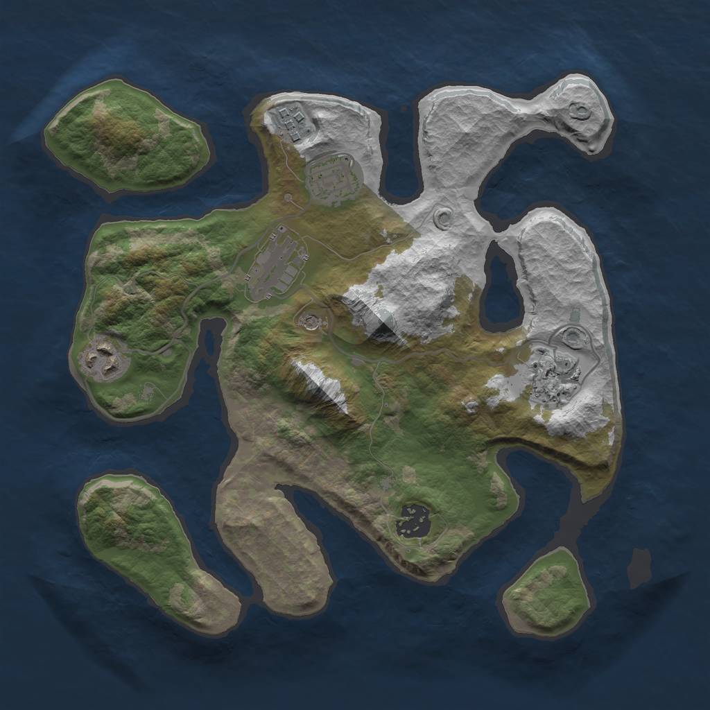 Rust Map: Barren, Size: 3000, Seed: 924098, 9 Monuments