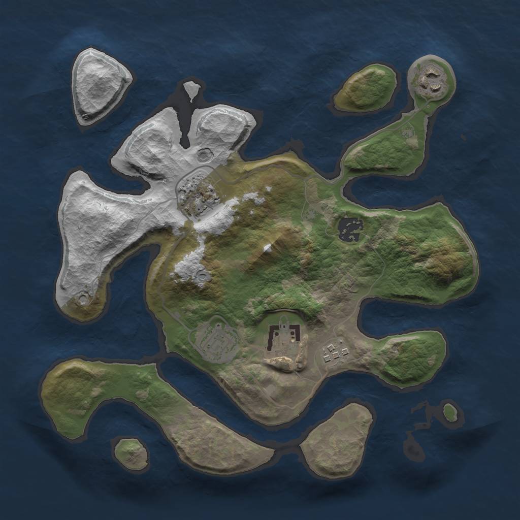 Rust Map: Barren, Size: 3000, Seed: 686329, 8 Monuments