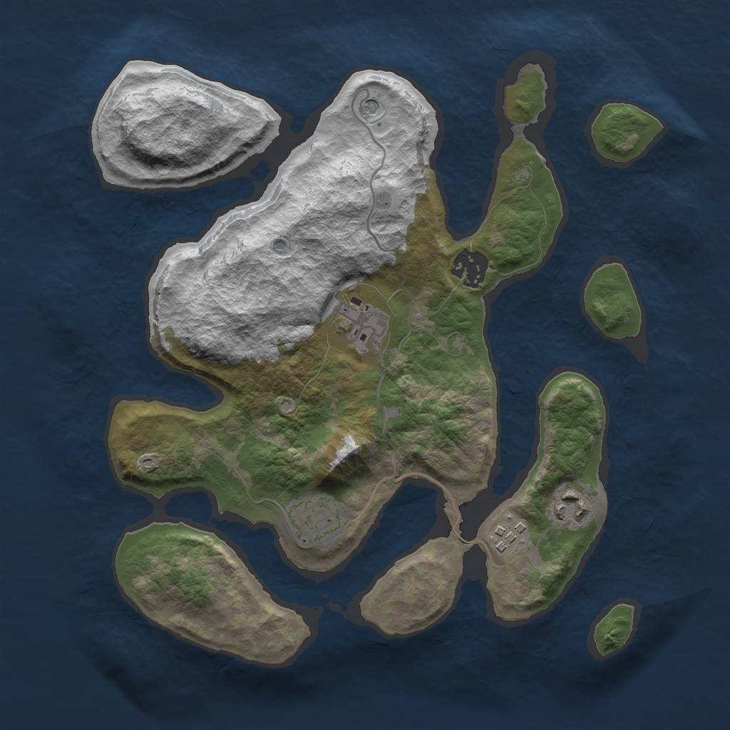 Rust Map: Barren, Size: 3000, Seed: 328122, 8 Monuments