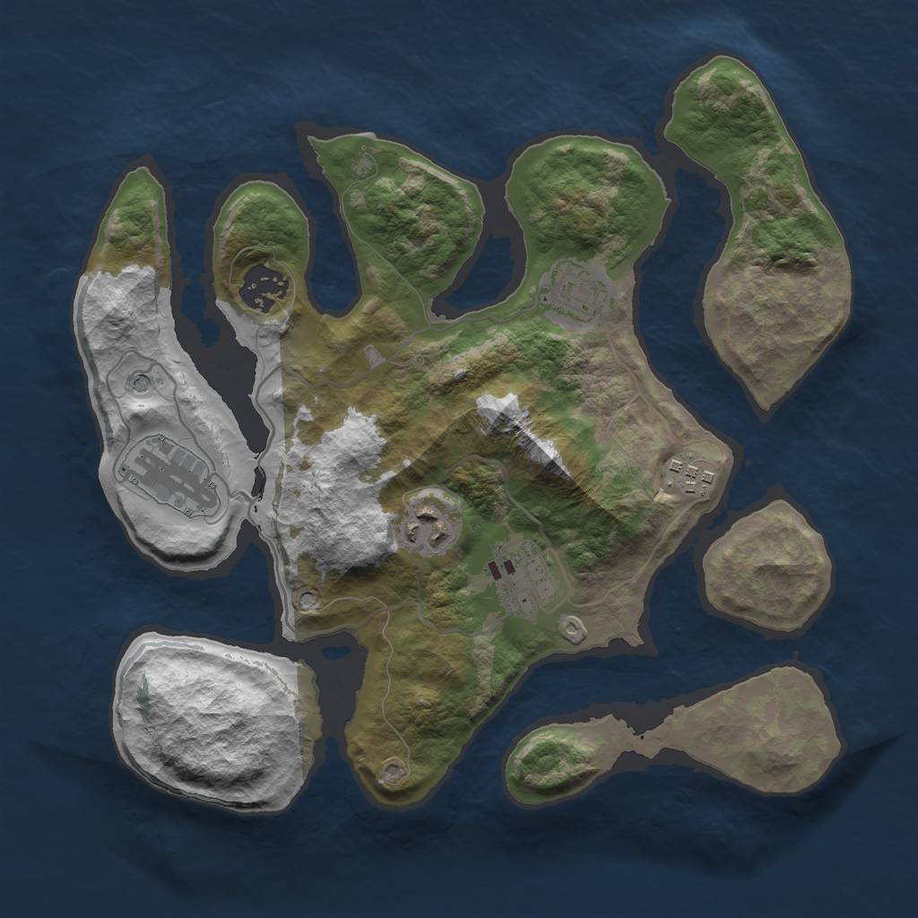 Rust Map: Barren, Size: 3000, Seed: 505662, 9 Monuments