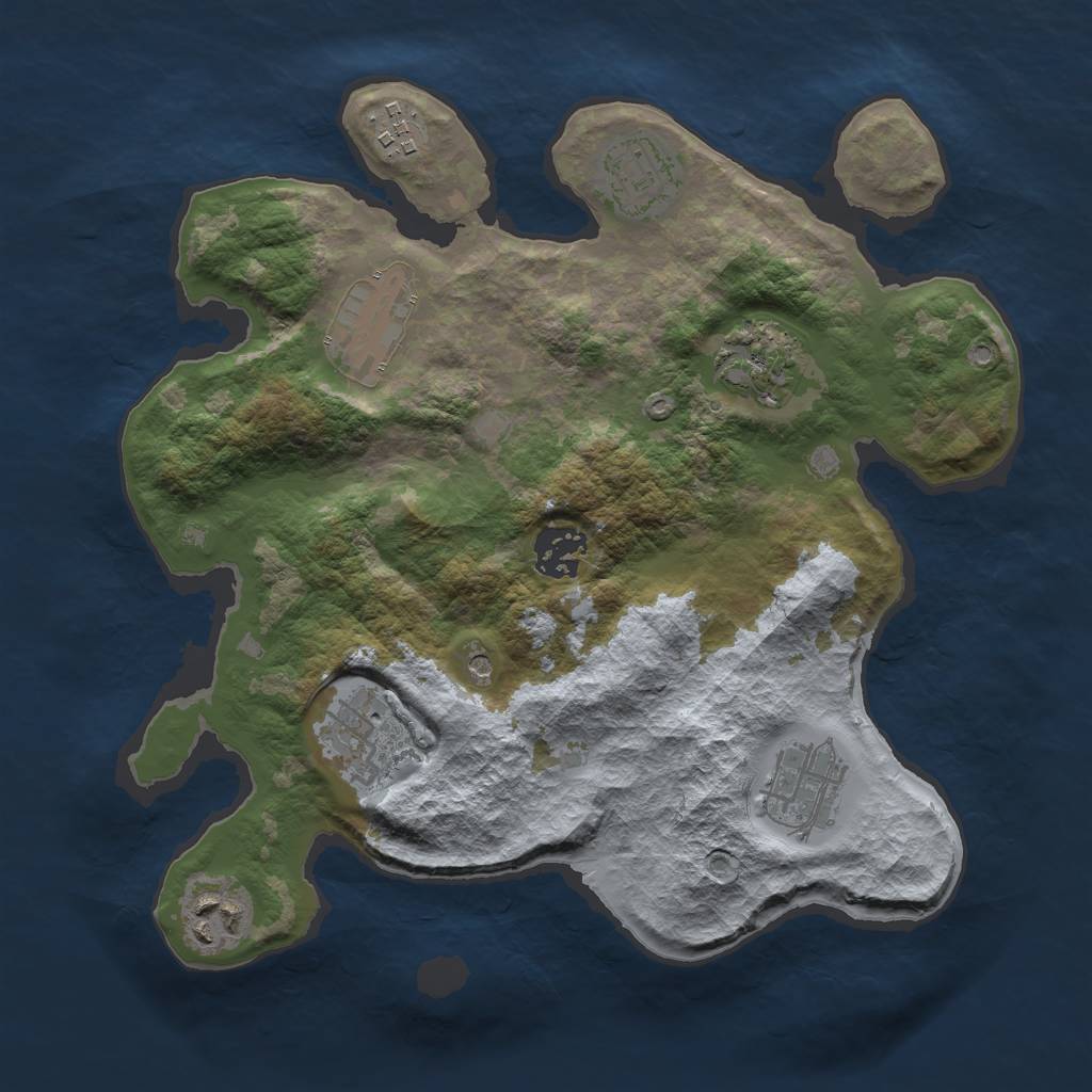 Rust Map: Barren, Size: 3000, Seed: 742545, 11 Monuments