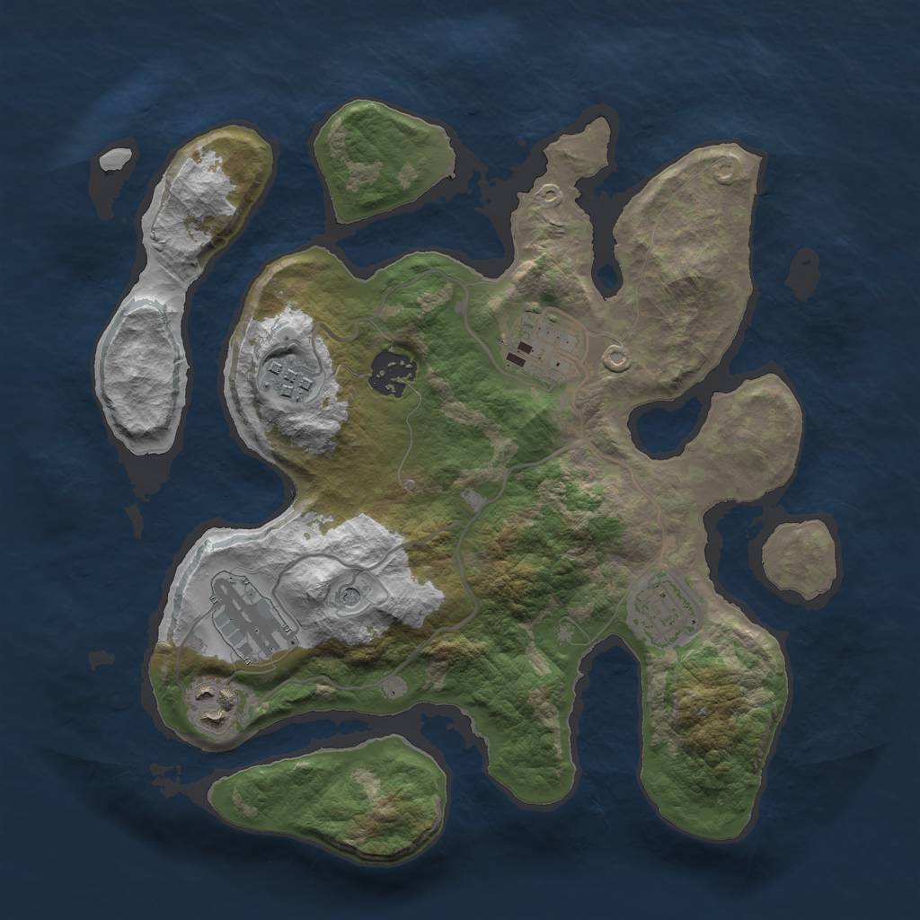 Rust Map: Barren, Size: 3000, Seed: 385602, 9 Monuments