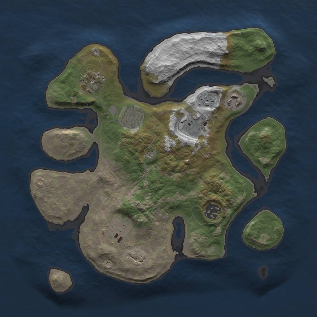 Rust Map: Barren, Size: 3000, Seed: 181791, 10 Monuments