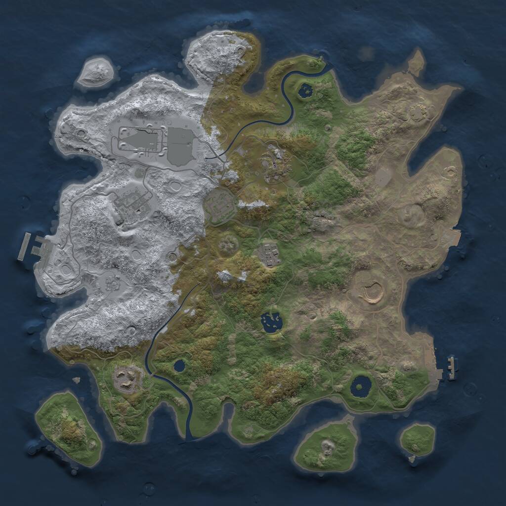 Rust Map: Procedural Map, Size: 3550, Seed: 949820, 14 Monuments
