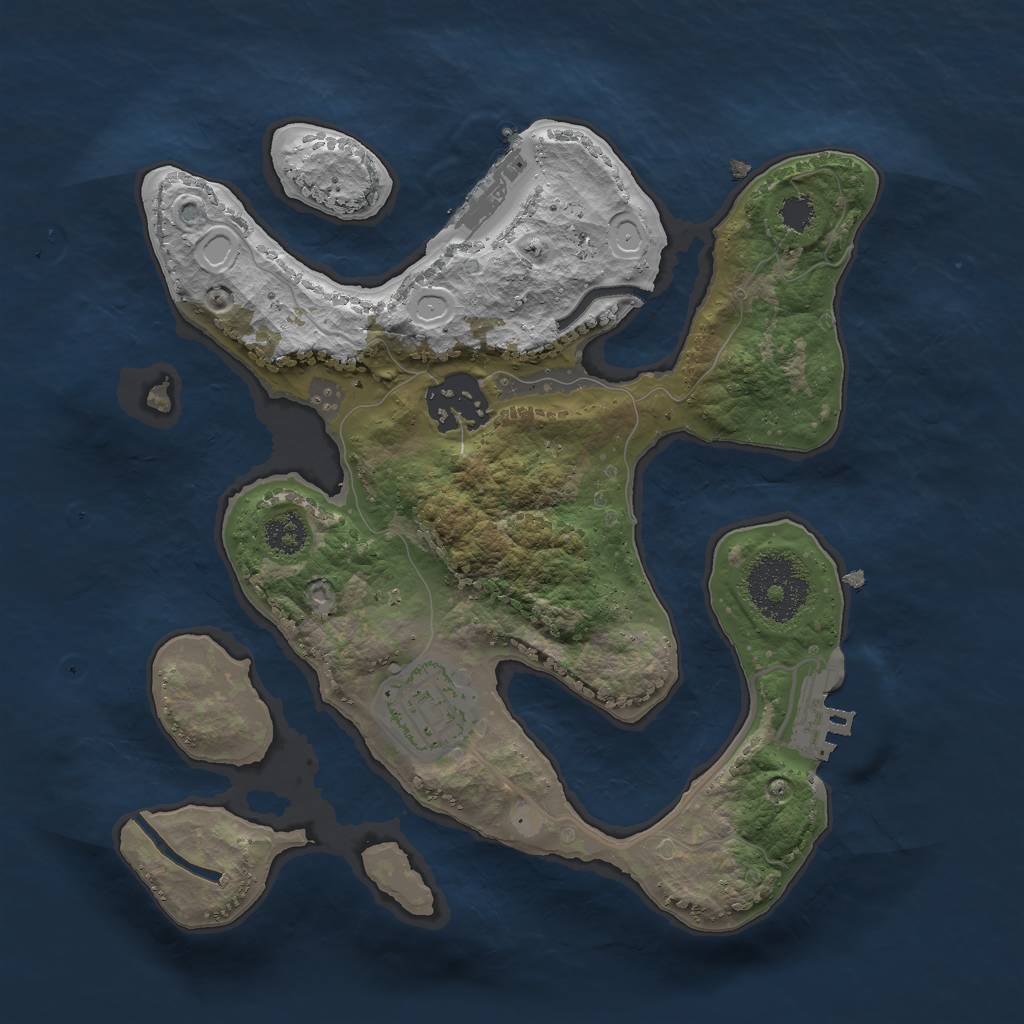 Rust Map: Procedural Map, Size: 2500, Seed: 41968, 9 Monuments