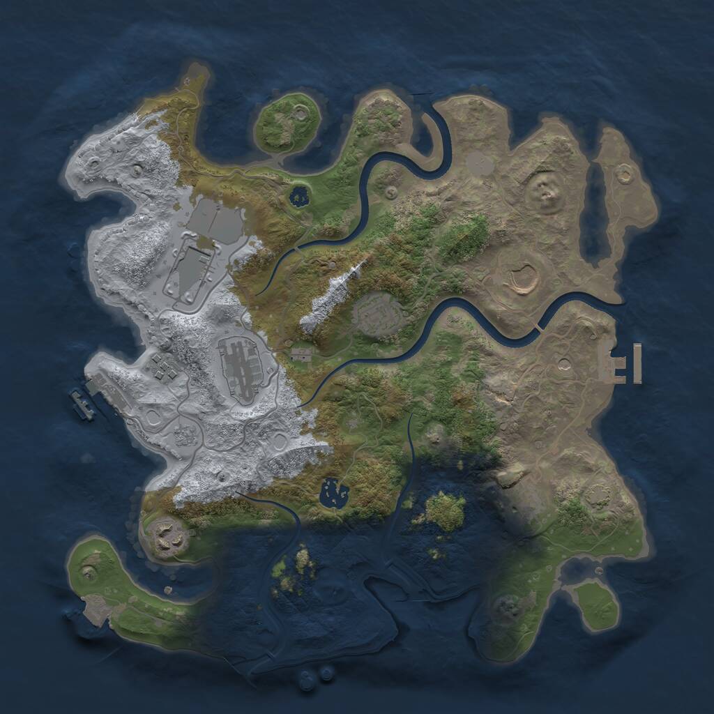 Rust Map: Procedural Map, Size: 3550, Seed: 24584, 14 Monuments